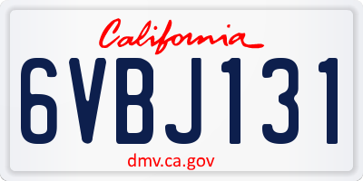 CA license plate 6VBJ131