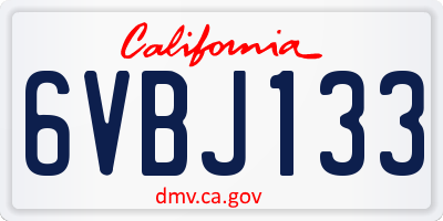CA license plate 6VBJ133