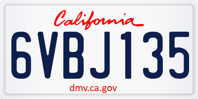 CA license plate 6VBJ135