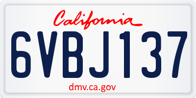 CA license plate 6VBJ137