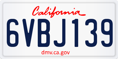 CA license plate 6VBJ139