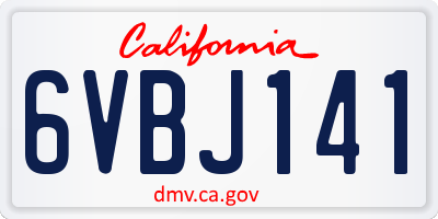 CA license plate 6VBJ141