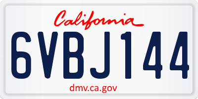 CA license plate 6VBJ144