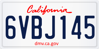 CA license plate 6VBJ145