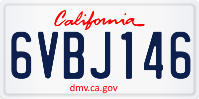 CA license plate 6VBJ146