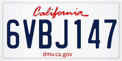 CA license plate 6VBJ147