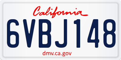 CA license plate 6VBJ148