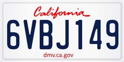 CA license plate 6VBJ149