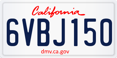 CA license plate 6VBJ150