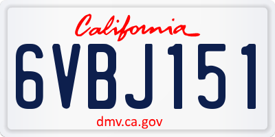 CA license plate 6VBJ151