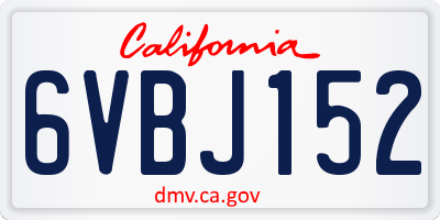 CA license plate 6VBJ152