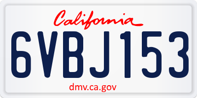 CA license plate 6VBJ153