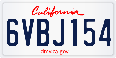 CA license plate 6VBJ154