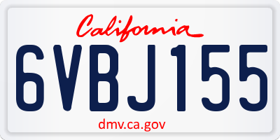 CA license plate 6VBJ155