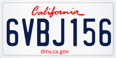 CA license plate 6VBJ156