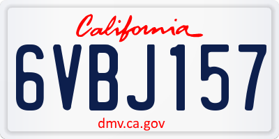 CA license plate 6VBJ157
