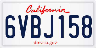 CA license plate 6VBJ158