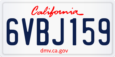 CA license plate 6VBJ159