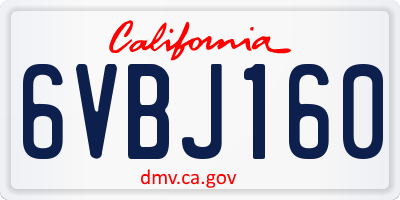 CA license plate 6VBJ160