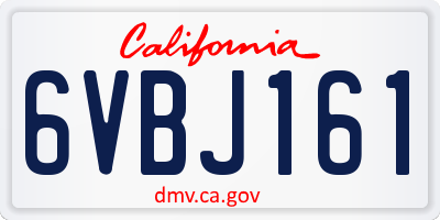 CA license plate 6VBJ161