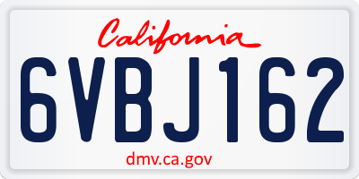 CA license plate 6VBJ162