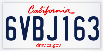CA license plate 6VBJ163