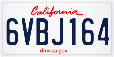 CA license plate 6VBJ164
