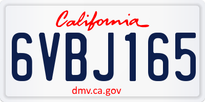 CA license plate 6VBJ165
