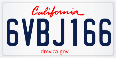 CA license plate 6VBJ166
