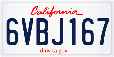 CA license plate 6VBJ167