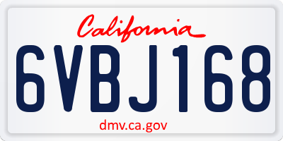 CA license plate 6VBJ168