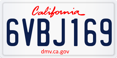 CA license plate 6VBJ169