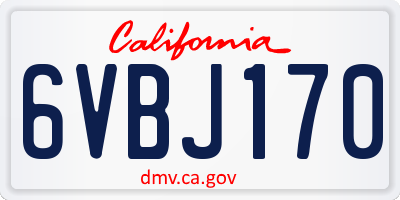 CA license plate 6VBJ170
