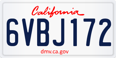 CA license plate 6VBJ172