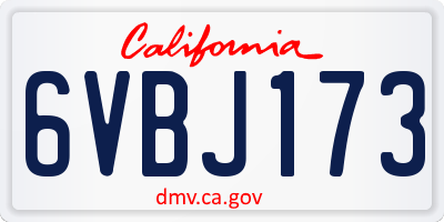 CA license plate 6VBJ173