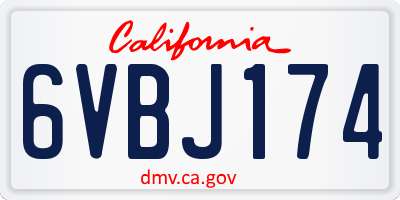 CA license plate 6VBJ174