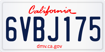 CA license plate 6VBJ175