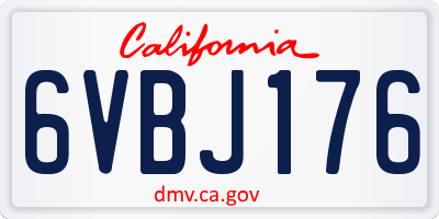 CA license plate 6VBJ176