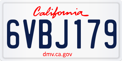 CA license plate 6VBJ179