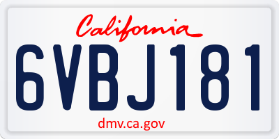 CA license plate 6VBJ181