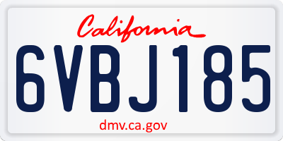 CA license plate 6VBJ185