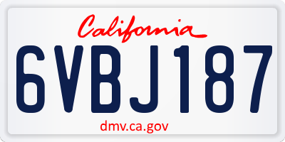 CA license plate 6VBJ187