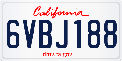 CA license plate 6VBJ188