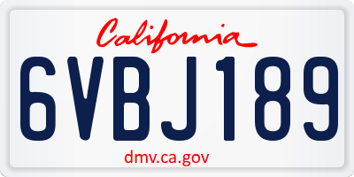 CA license plate 6VBJ189