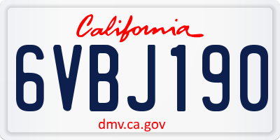 CA license plate 6VBJ190