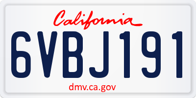CA license plate 6VBJ191