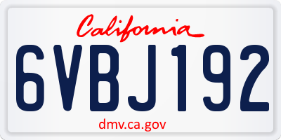 CA license plate 6VBJ192