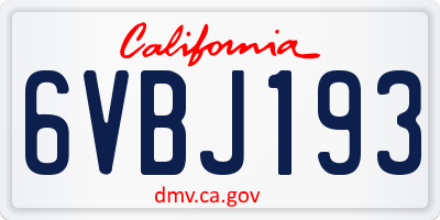 CA license plate 6VBJ193