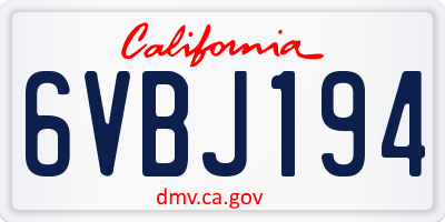 CA license plate 6VBJ194