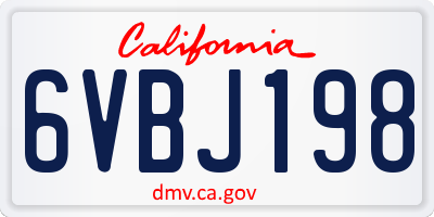 CA license plate 6VBJ198